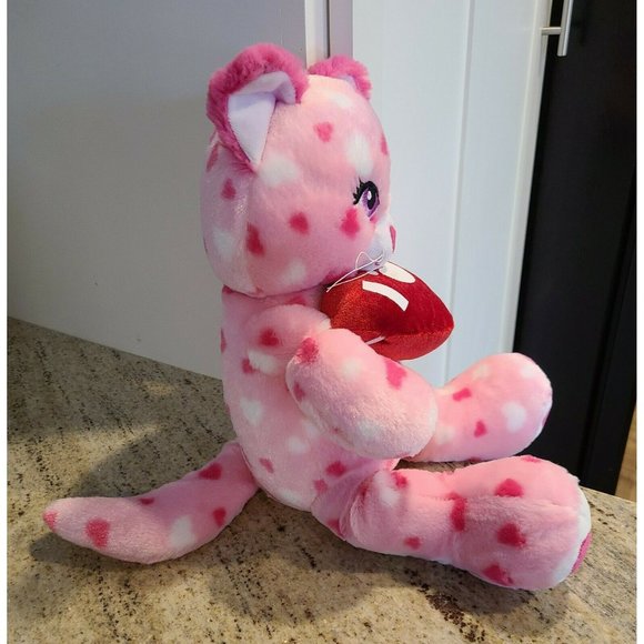 Build a Bear Huggable Hearts Pink Kitty Plush Toy Valentine’s I Love You Heart - Picture 4 of 12